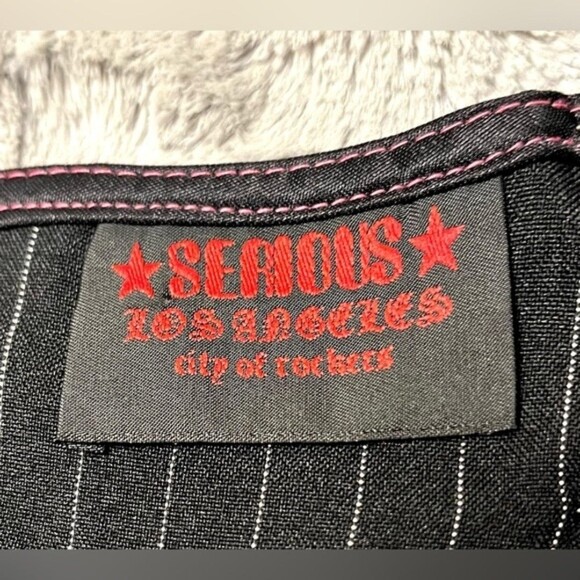 Vintage Y2K Serious Skirt Black with Sheer Top Layer and Pink Bow Details SZ L - Picture 9 of 11